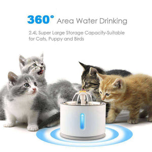 2.4L Automatic Water Fountain LED Electric Mute Drinking Pet Bowl Dispenser