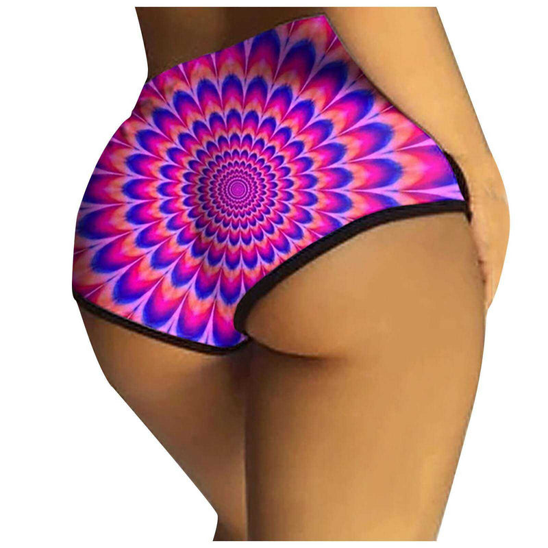 Women 3d Digital Prinitng Causal Tight High Waist  Sport Fitness Super Shorts