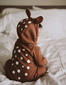Baby Brown 3D Deer Onesie Romper Winter Hooded Jumpsuit