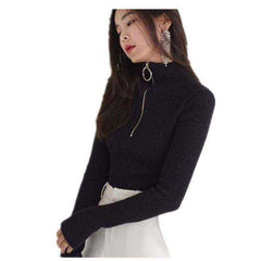 Zip Up Sweater Women Turtleneck