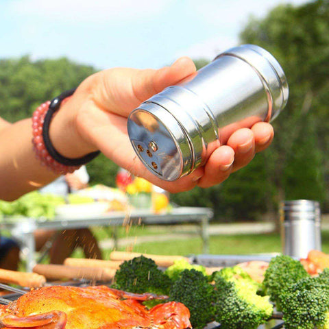 Image of Stainless Steel Rotatable Salt and Spice Shakers