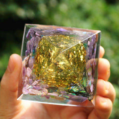Tree of Life Pyramid Orgone Peridot With Charoite Natural Crystal Stones