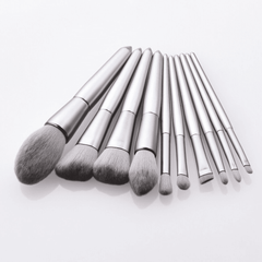 10pcs Eyebrow and Eye Shadow Makeup Brushes Silver Set