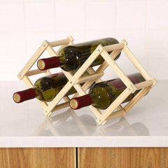 Folding Wooden Wine Bottle Rack Holder Display Shelf