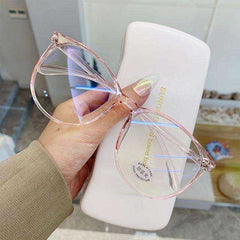 Women Men Transparent Computer Anti Blue Light Round Eyewear Glasses Frame
