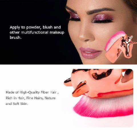 Image of Unique Unicorn Rainbow Synthetic Hair Powder Blush Aesthetic Makeup Brushes
