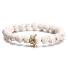 Trendy Lava Stone Imperial Crown And Helmet Charm Bracelet