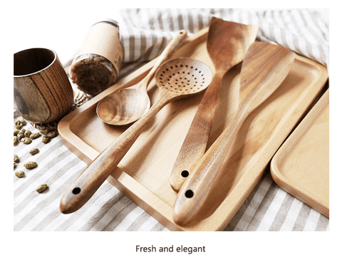 Image of Teak Natural Wood Tableware Kitchen Tool Set