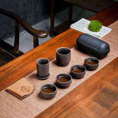 Purple Clay Kung Fu Teapot Cup Travel Set