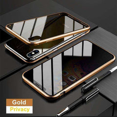 Iphone Metal Magnetic Tempered Glass Cell Phone Case