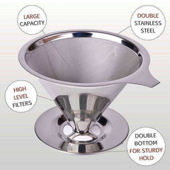 Health - Stainless Steel Pour Over Cone Coffee Dripper