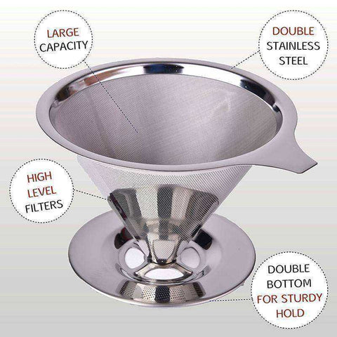 Image of Health - Stainless Steel Pour Over Cone Coffee Dripper