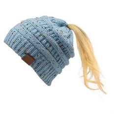 Women Warm Knitted Ponytail Beanies