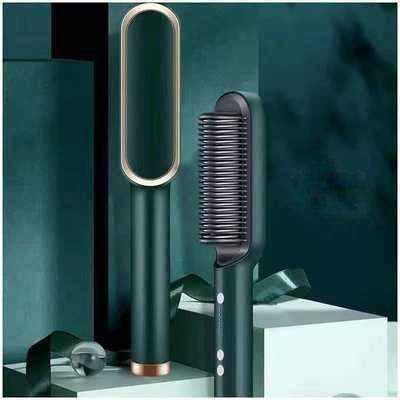 Image of Electric Professional Hair Straightener Heated Comb/Hair Straight & Curly Styling Tool