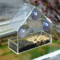 House Shaped Acrylic Bird Feeder with Suction Cup
