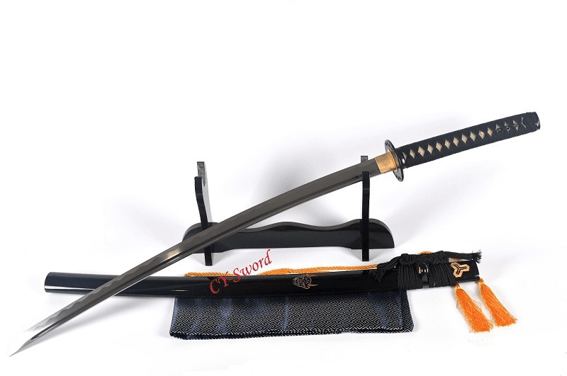 Hand Forged Japanese Black Kill Bill Katana Sword Black Iron Tsuba