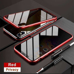 Iphone Metal Magnetic Tempered Glass Cell Phone Case