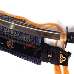Hand Forged Japanese Black Kill Bill Katana Sword Black Iron Tsuba