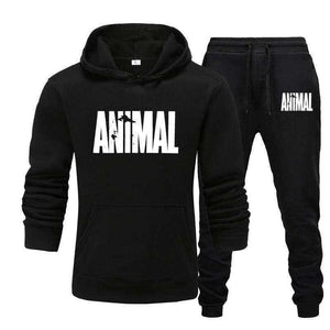 Men's Autumn Winter Animal Print Sweatshirt Tops Pants Sets/Hoodies+Pants