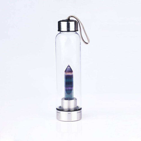 Image of Natural Quartz Gemstone Glass Water Bottle