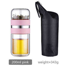 Portable Double Wall Glass Bottle Tea Infuser Tumbler