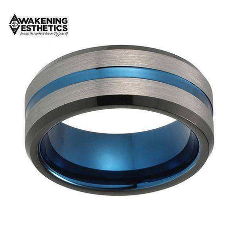 Image of Jewelry - Black And Blue Tungsten Carbide Ring