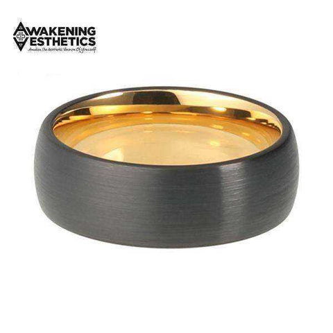 Image of Jewelry - Black And Yellow Gold Domed Tungsten Ring