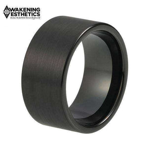 Jewelry - Black Big Width Brushed Finish Tungsten Carbide Ring