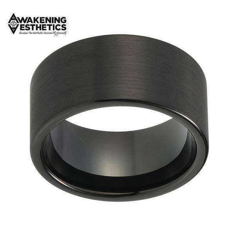 Image of Jewelry - Black Big Width Brushed Finish Tungsten Carbide Ring