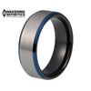Jewelry - Black & Blue & Silver Tungsten Ring