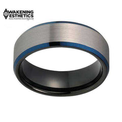 Jewelry - Black & Blue & Silver Tungsten Ring