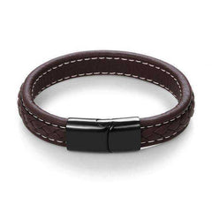 Jewelry - Black Braided Genuine Leather Bracelet