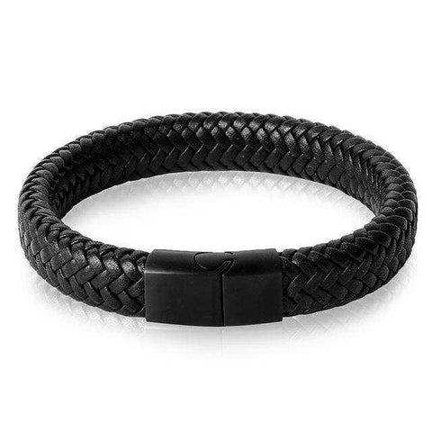 Image of Jewelry - Black Braided Genuine Leather Bracelet