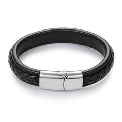 Jewelry - Black Braided Genuine Leather Bracelet
