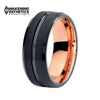 Jewelry - Black Brushed Center Cut & Rose Gold Tungsten Ring