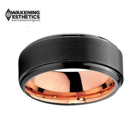 Image of Jewelry - Black Brushed Center Stepped Beveled Tungsten Ring
