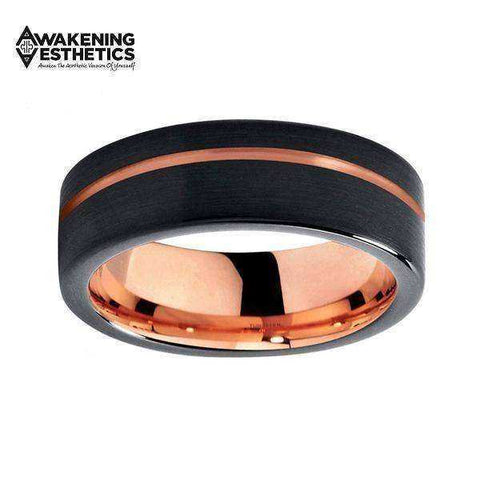 Image of Jewelry - Black Brushed & Rose Gold Tungsten Carbide Ring