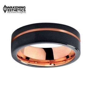 Jewelry - Black Brushed & Rose Gold Tungsten Carbide Ring