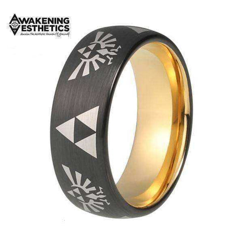 Image of Jewelry - Black & Gold Legend Of Zelda Tungsten Carbide Ring