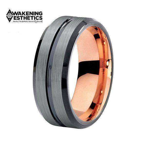Image of Jewelry - Black Grooved Brushed Silver Beveled