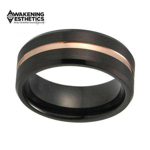 Jewelry - Black Matte Grooved Beveled Edge Tungsten Ring