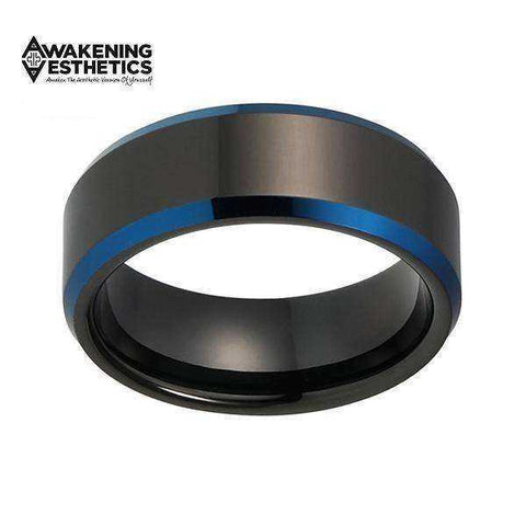 Image of Jewelry - Black Polished Blue Plated Tungsten Ring