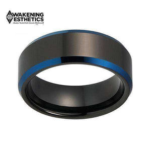 Jewelry - Black Polished Blue Plated Tungsten Ring