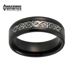 Jewelry - Black & Silver Dragon Inlay Tungsten Carbide Ring