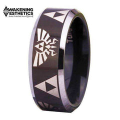 Jewelry - Black With Silver Legend Of Zelda Tungsten Ring