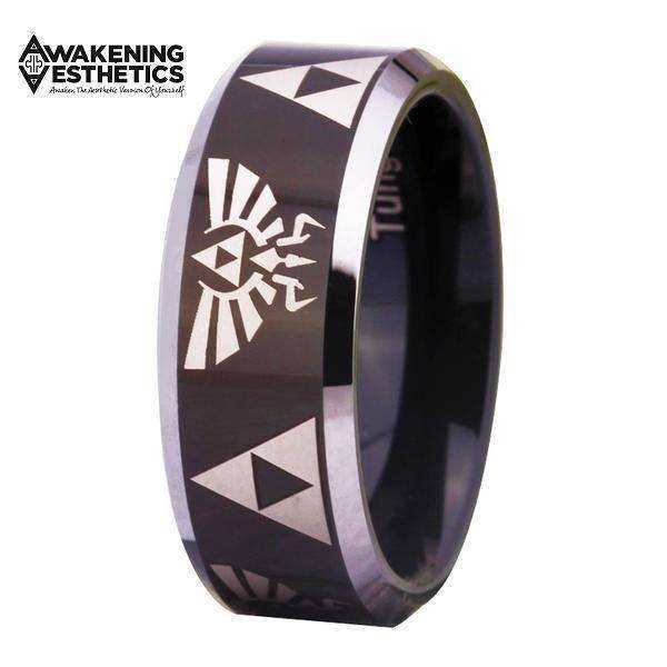 Jewelry - Black With Silver Legend Of Zelda Tungsten Ring