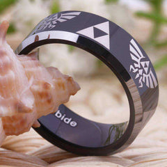 Jewelry - Black With Silver Legend Of Zelda Tungsten Ring