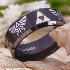 Jewelry - Black With Silver Legend Of Zelda Tungsten Ring