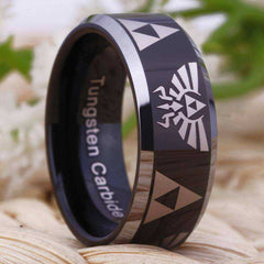 Jewelry - Black With Silver Legend Of Zelda Tungsten Ring