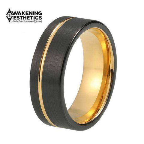 Image of Jewelry - Black & Yellow Gold Tungsten Ring